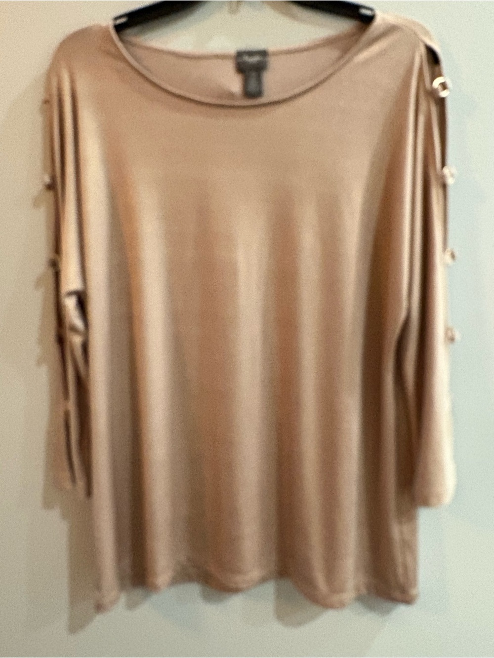 Travelers By Chico’s Gold Shimmer Split Sleeve Top Size Large